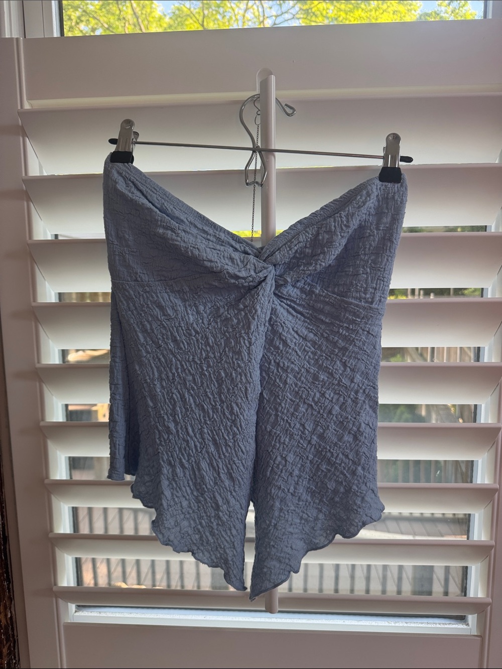 Cotton On Light Blue Twist Front Strapless Top